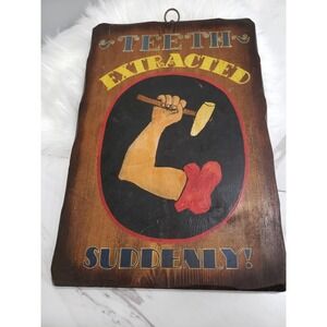 VINTAGE WOOD SIGN TEETH‎ EXTRACTED Strong Woman Power She Shed Decor Gym Workout